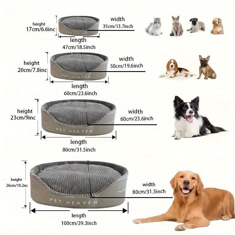 Deluxe Washable Dog Bed - Medium and Large, Double Side Optional, High and Low Side, All-season Detachable Mat, Warming Cozy Soft Pet Bed for Christmas Gift, Winter Warm Animals Sleeping Sofa