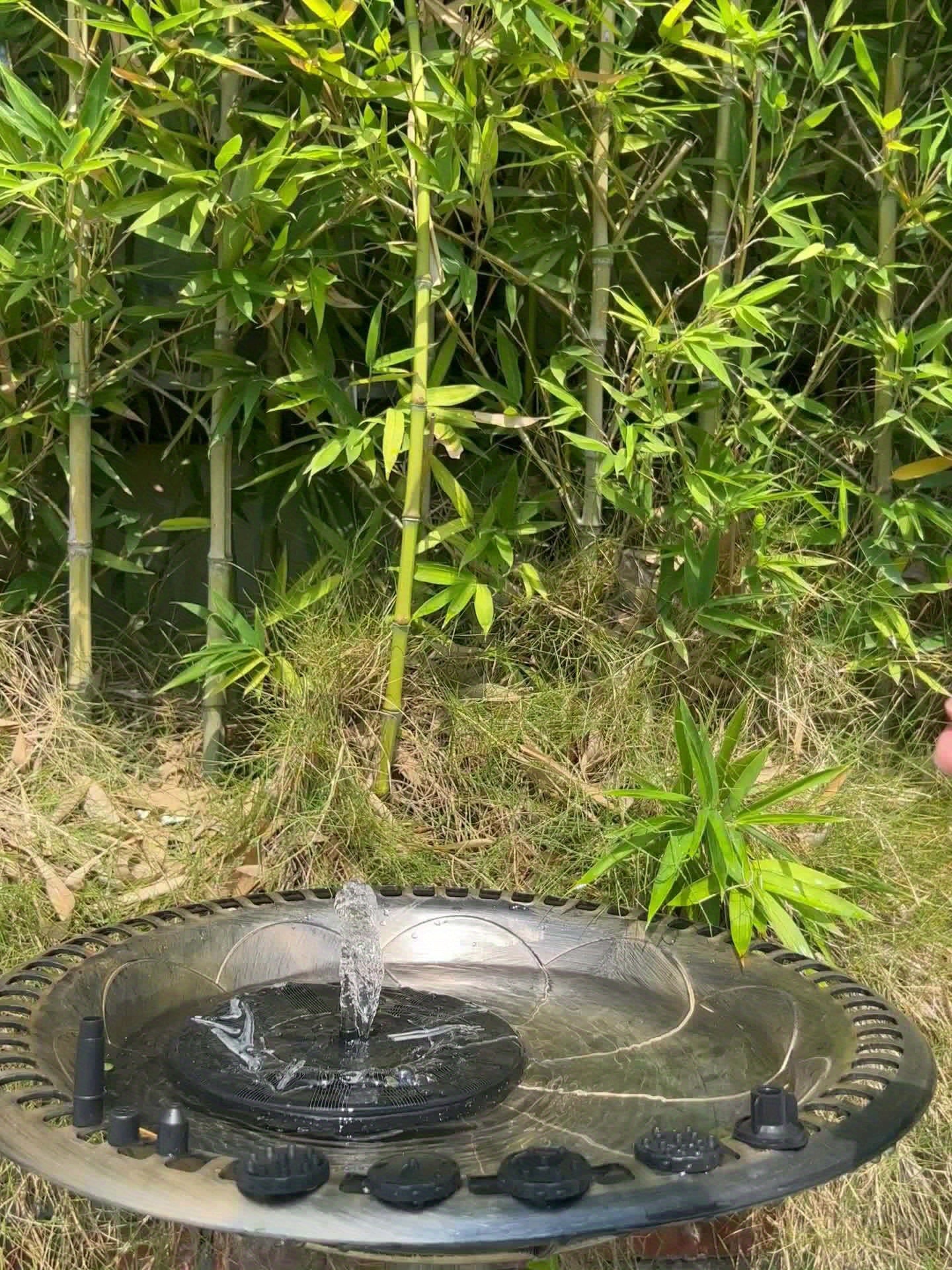 1pc Solar Powered Solar Fountain Water Pump With 6 Nozzles For Bird Bath, Pond, Garden, Backyard Decoration, Outdoor Aquarium
