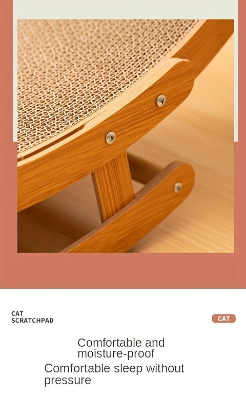 Large Elevated Recycled Wood Cat Hammock with Durable Sisal Scratching Board