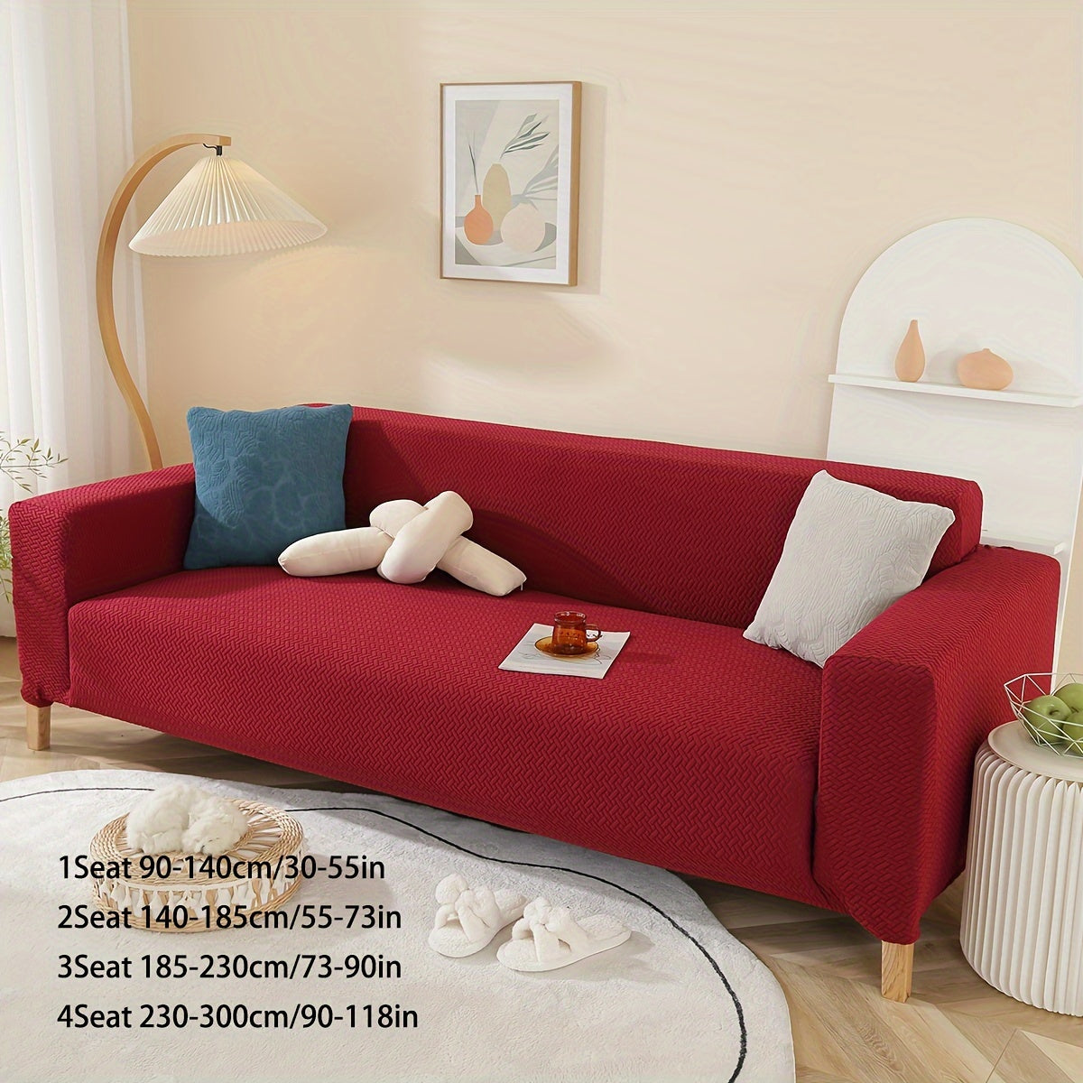 A Stretch Sofa Cover, Thickened Star Chain Knitted Jacquard Sofa Cover 1/2/3/4 Seat Sofa Protection Cover, Elastic at The Bottom, for The Family with Pets, Full-Bag Sofa Dust Cover