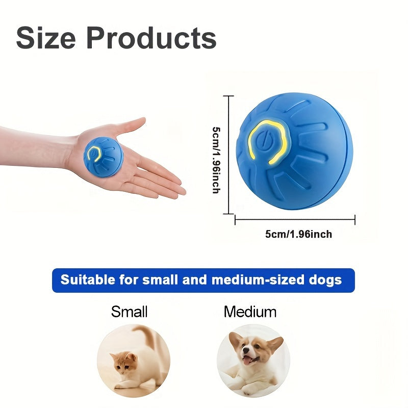 Interactive For Smart Dog Chew Ball - Durable, Automatic Rolling & Gravity-Activated PET Toy for Small to Medium Breeds, USB Rechargeable