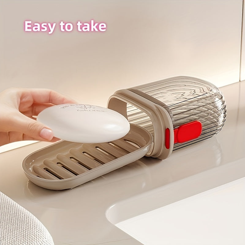 Durable PET Portable Travel Soap Dish - Sealed, Drainable Design with Lid for Business Trips & Outdoor Use, Mini Storage