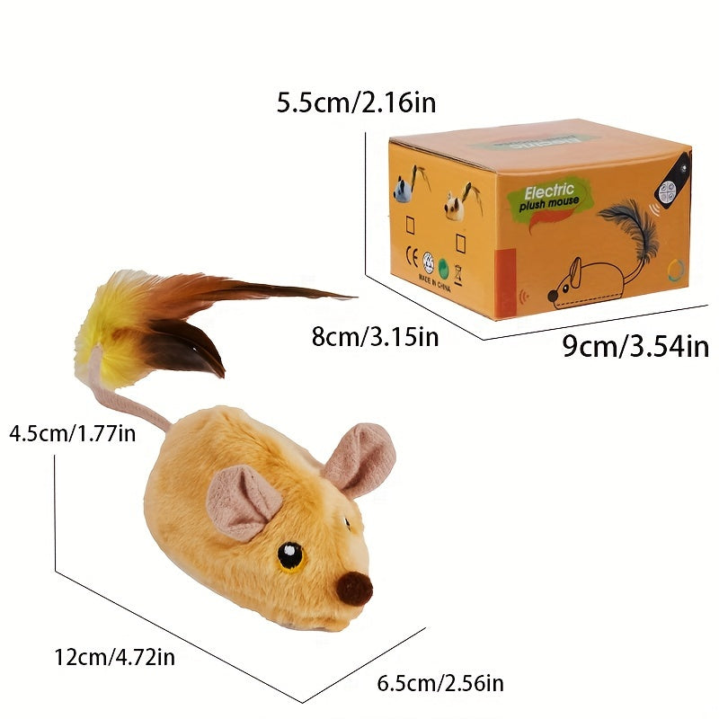 Rechargeable Remote Control Cat Toy - Interactive Electric Mouse with Feather Tail, Automatic Movement, and USB Charging - Fun and Engaging Pet Toy for All Varieties of Cats