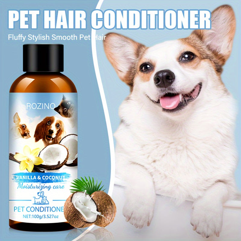 2pcs ROZINO Pet Grooming Set - Gentle, Deep Cleansing & Moisturizing Conditioner and Shampoo for All Dog Breeds (Vanilla & Coconut Milk, Lemon & Mint, 100ml Each)
