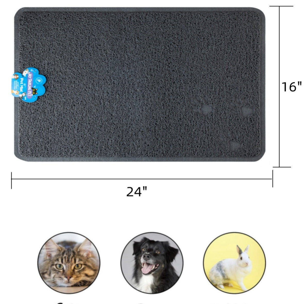 24"X"16" PVC Pet Feeding Mat Large for Dogs and Cats, Flexible and Easy To Clean Feeding Mat, Best for Non Slip Waterproof Feeding Mat.