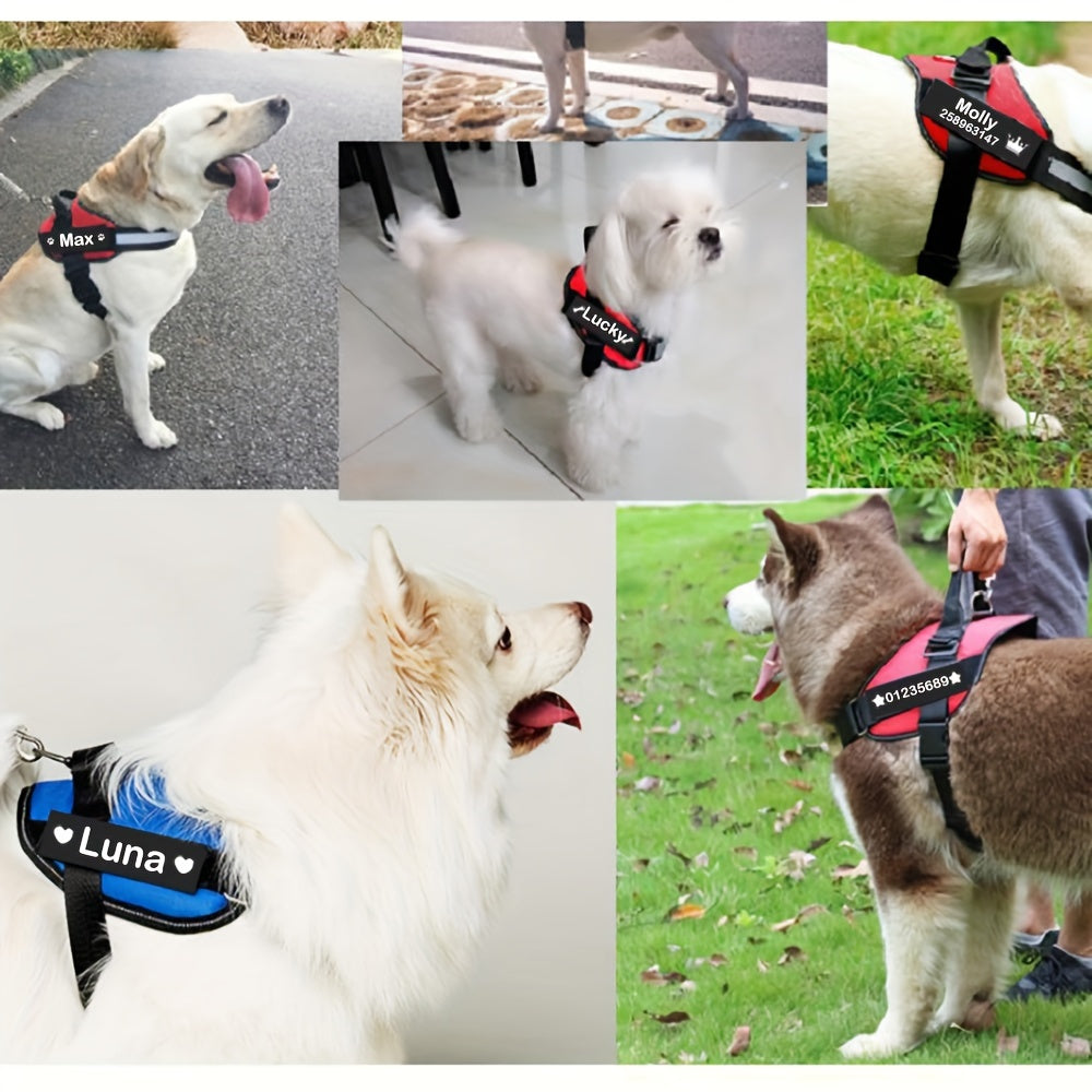 2 PCS/lot Personalized Dog Name ID Tag Pet Harness Custom Labels Removed Stickers ID Dog Chest Strap Vest Collar Patches