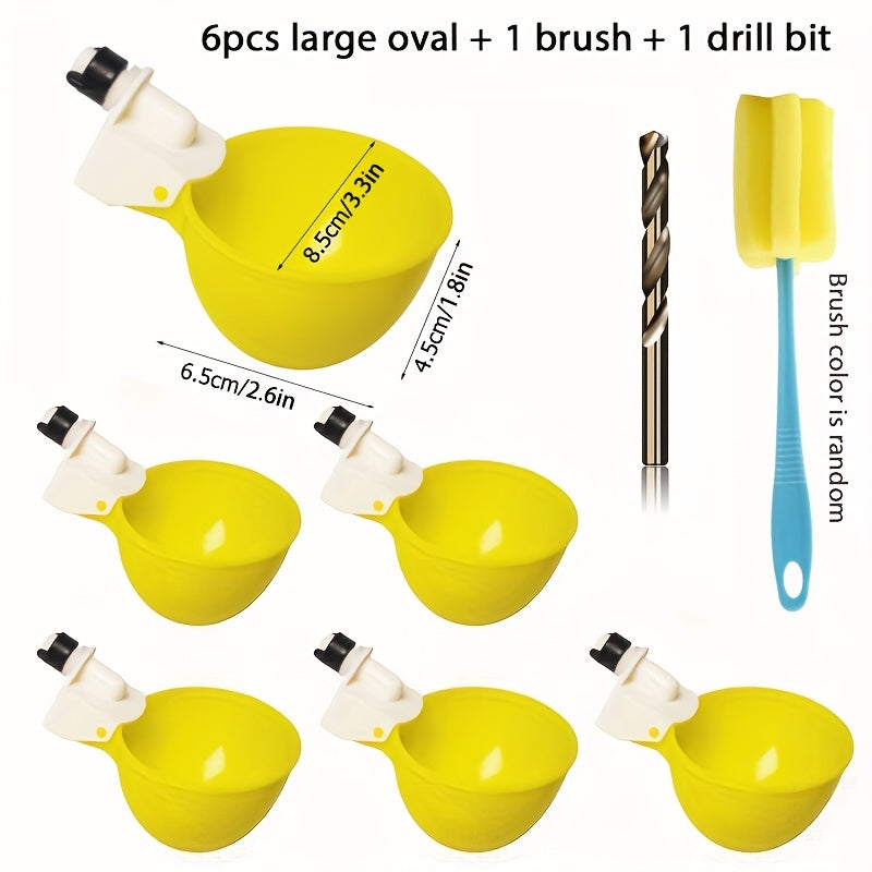 6/12/20pcs Automatic Chicken Waterers with Cleaning Brush - Premium PP Self-Stopping Dispensers for Coop Farming | Durable, Tool-Free Install | Ideal for Chickens, Ducks, Poultry & Birds | Leak-Proof & Easy to Refill