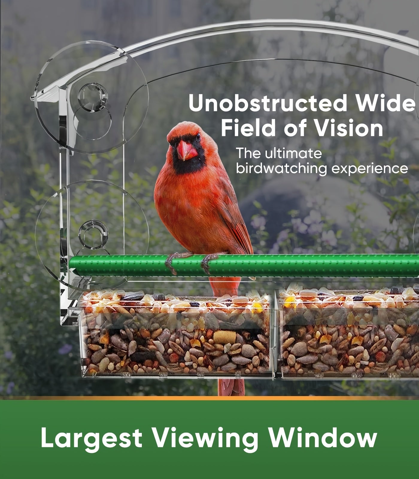 1pc Large Acrylic Window Bird Feeder - Feeders with Sliding Seed Holder, 4 Extra Strong Suction Cups, and Easy Cleaning Design for Outside Wild Birds