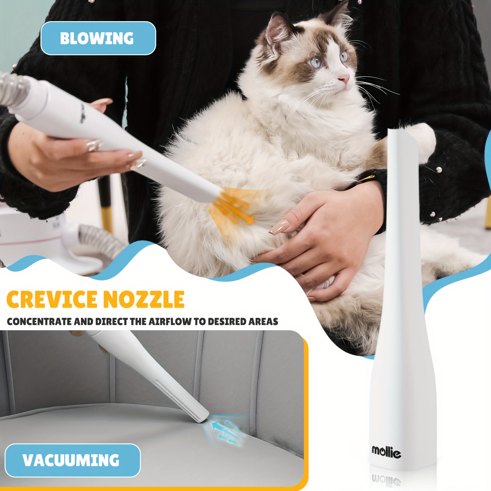 Dog Grooming Kit & Vacuum & Blow Dryer, Pet Grooming Vacuum with 6 Grooming Tools & Trimmer & Guide Combs, for Dog Cat And Other Animals