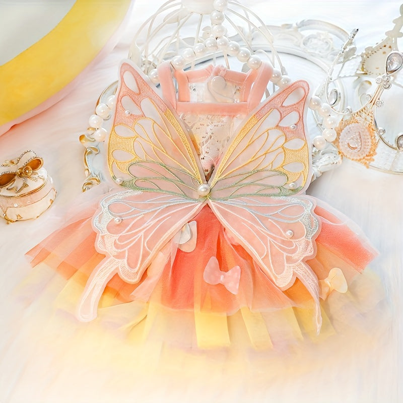Small Dog Princess Dress - Summer, Spring, Autumn Woven Polyester Snap Button Closure for Small Breeds - Elegant Handcrafted Pet Apparel 4867