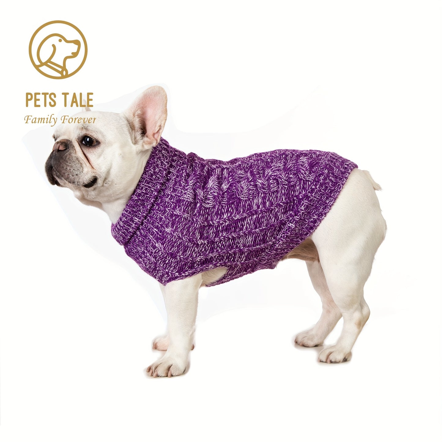 PETS TALE Dog Sweater Cable-Knit Pullover with Chain Detailing & Tag - Machine Washable Cozy Winter Sweater for Small, Medium & Large Breeds, Navy Blue, Dog Sweater for Small Dogs, Durable Petwear