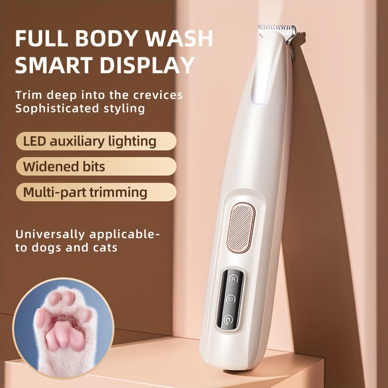 Gentle & Safe Electric Scissors for Dogs and Cats - Quiet Pet Grooming with LED Light - USB/Battery Powered, Rechargeable Lithium Battery, Dual-Mode Trimming