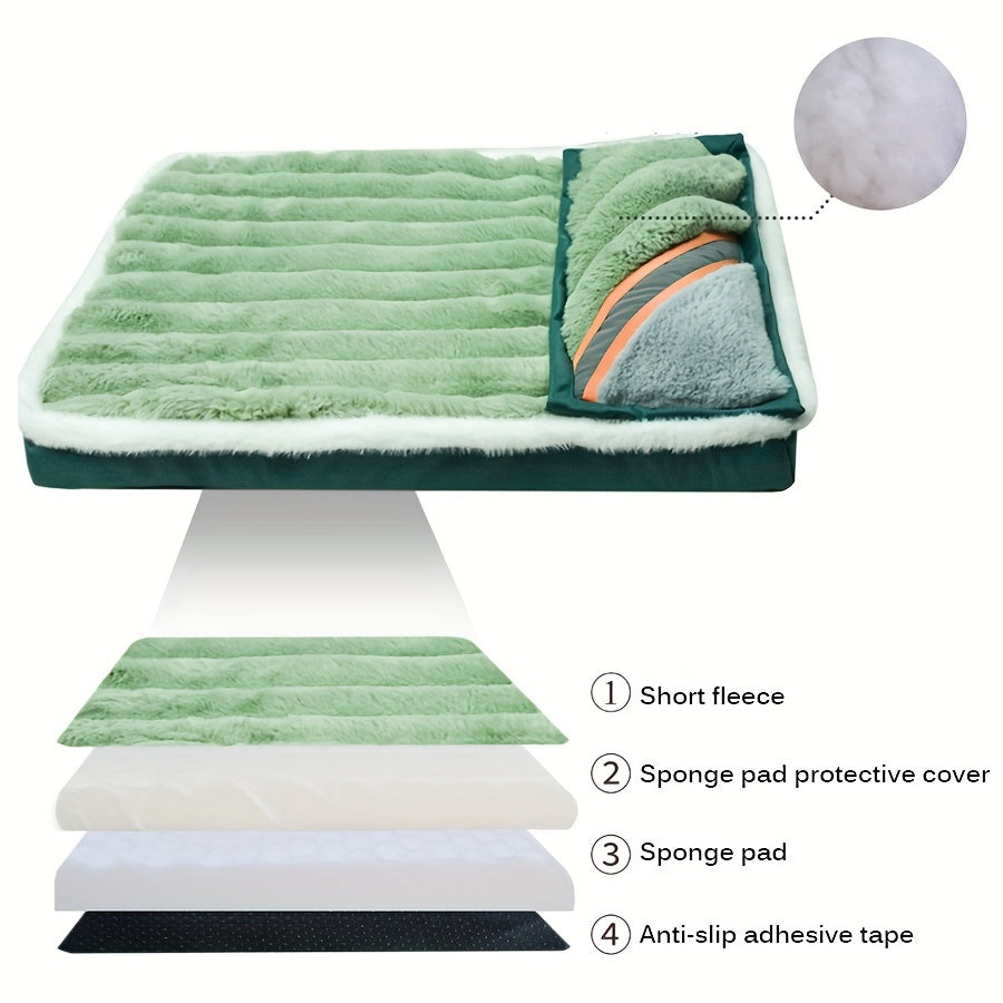 Orthopedic Memory Foam Pet Bed for Small to Medium Dogs | Plush Striped Polyester Cover with Removable Pillow | Multi-Color, Easy-Clean Design | Comfortable & Supportive Sleeping Surface