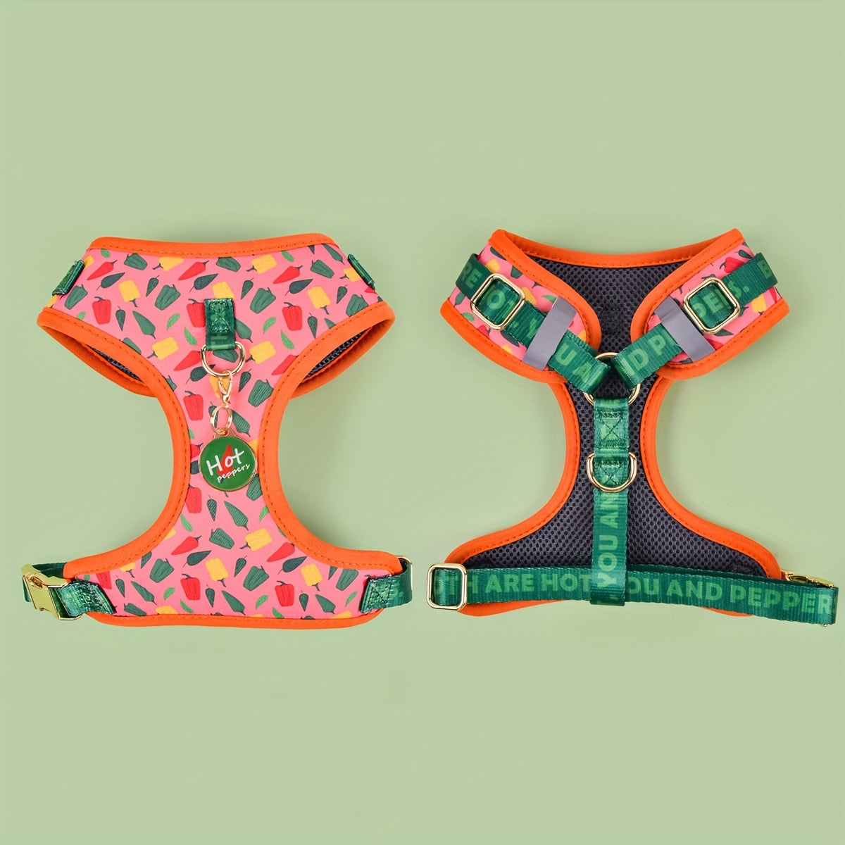 Luxury Golden Metal Clasp Fashion Printed Pet Harness