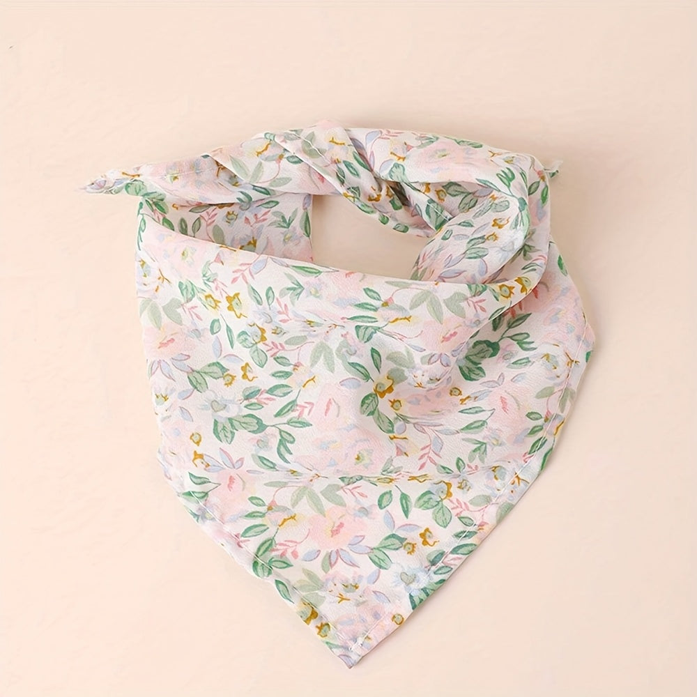 2pcs Dog Bandanas, Floral Print Pet Scarves, Breathable Polyester, Machine Washable, All-Season Comfort, Knit Fabric Pullover Pet Accessories for Small, Medium, Large, and Extra Large Breeds
