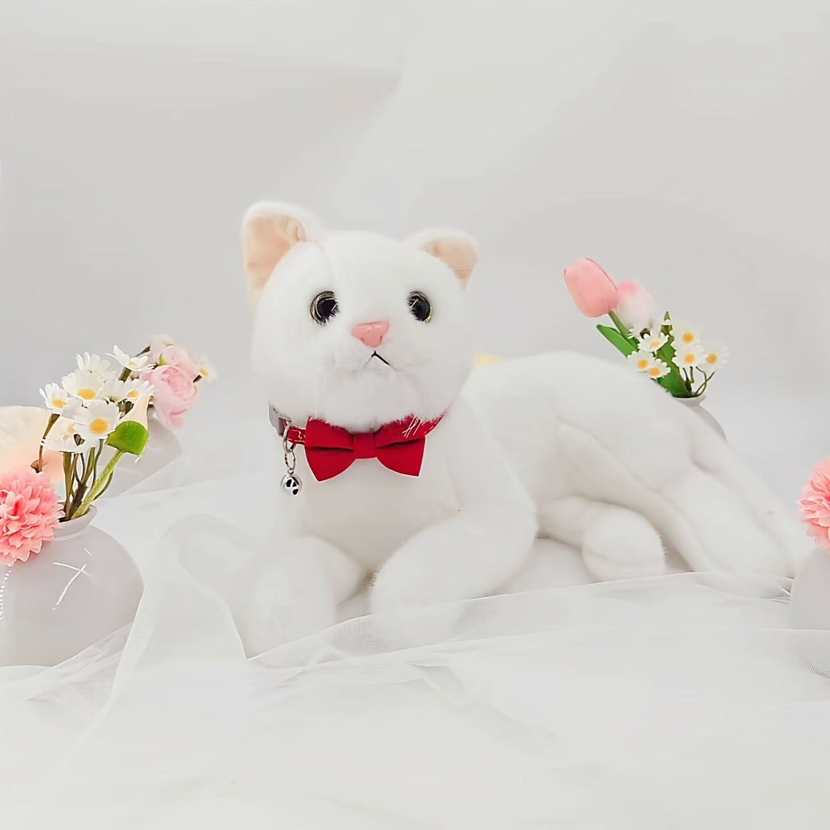 Polyester Pet Collar, Adjustable Bowknot Collar with Bell for Rabbits