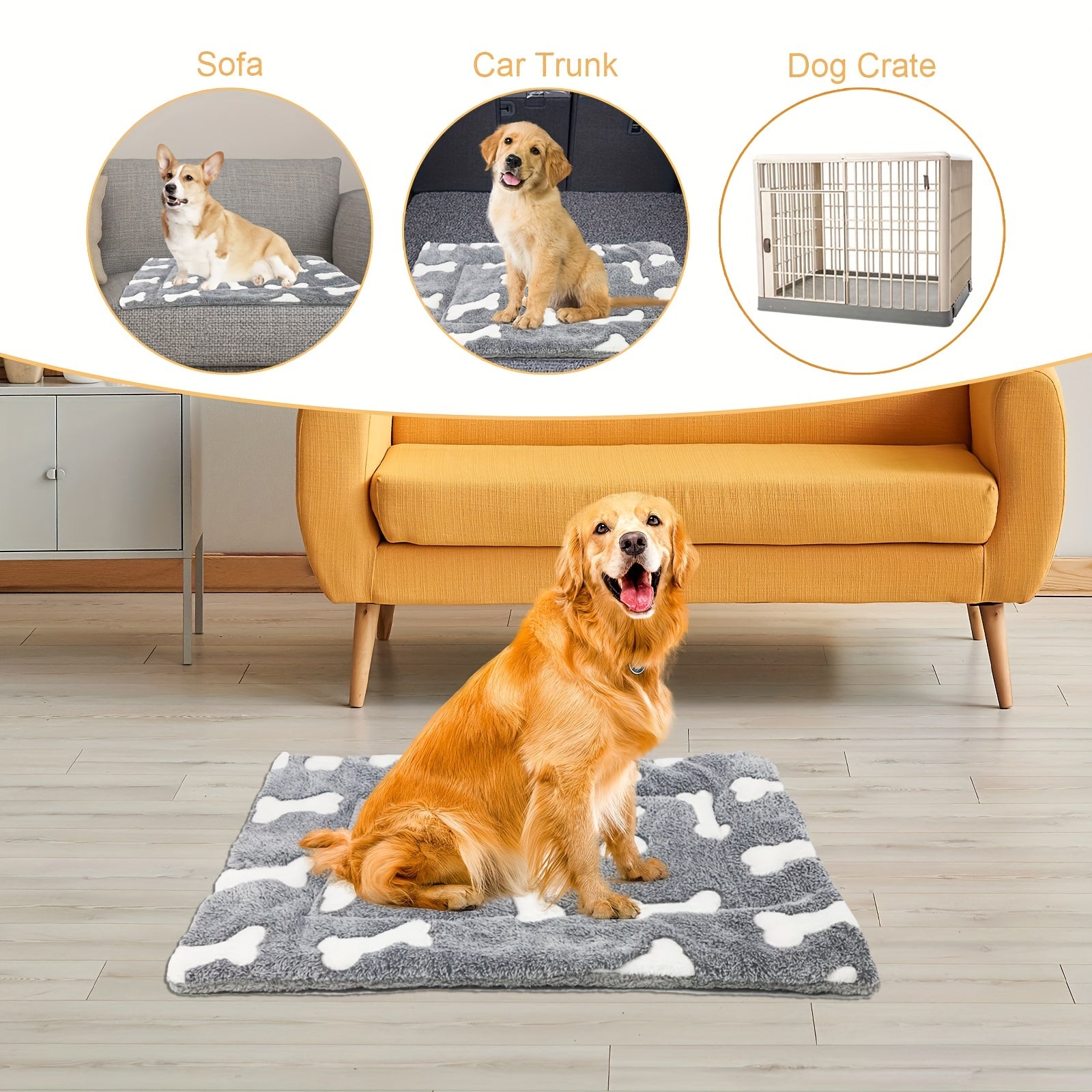 Cozy Pet Bed for Medium Dogs & Cats - Soft, Hand Washable Polyester with Cartoon Bone Design, All-Season Comfort