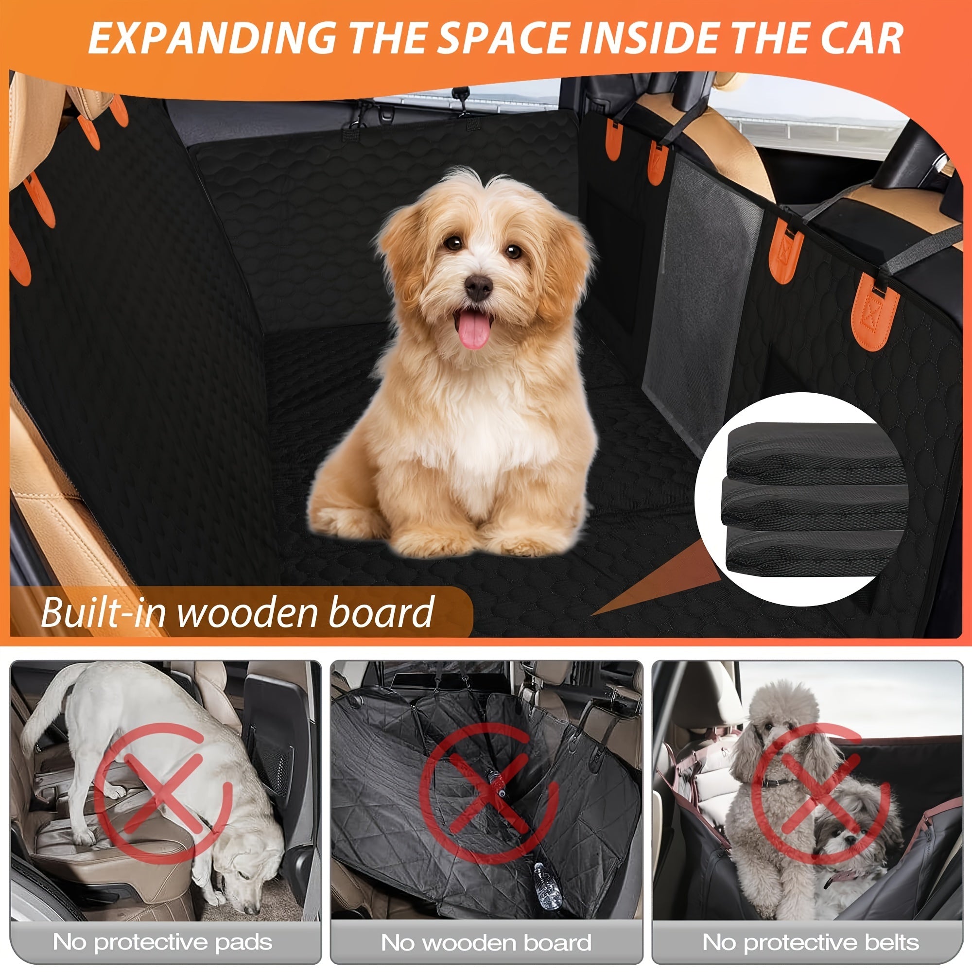 1pc Durable Waterproof Polyester Oversized Car Seat Cover, Portable Folding Pet Bed, Dog Hammock Backseat Extender, Fits Most Cars, SUVs & Trucks, Pet Travel Accessories