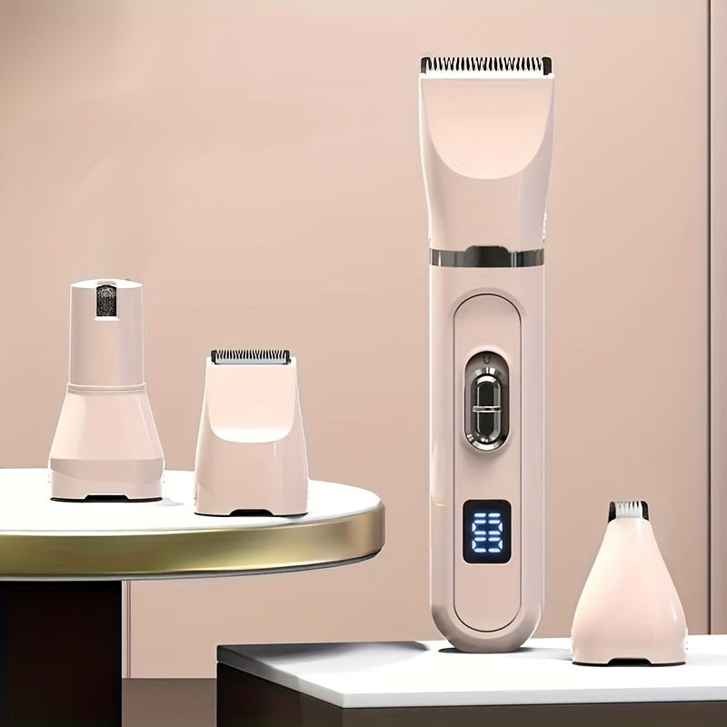 Rechargeable Pet Grooming Clipper Kit, Electric Dog Hair Trimmer with Multiple Attachments and Cleaning Brush