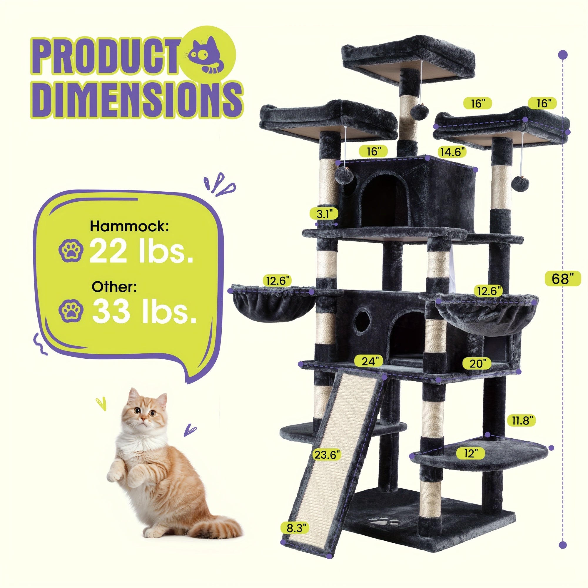 Multi-Level Cat Tree Tower for Indoor Cats