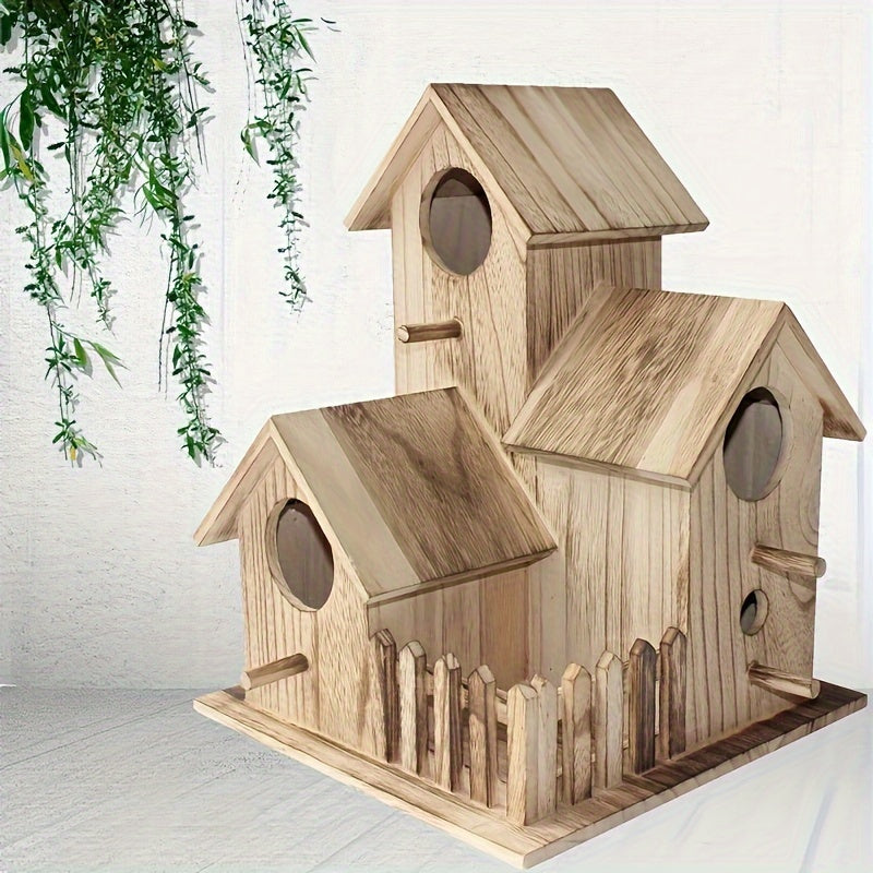 1pc Lovely Bird's Nest, Villa Style Bird House, Parrot Nest, Wooden Birdhouse