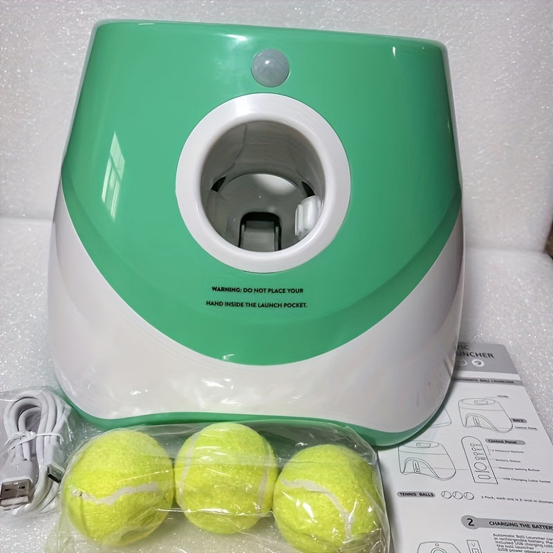 Outdoor Pet Automatic Tennis Ball Launcher - Dog Training Toys - Interactive Pet Toy for Fetch Training and Exercise