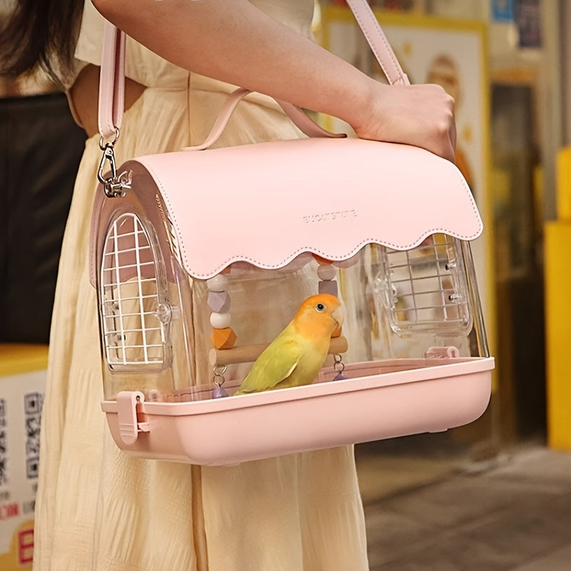 1pc Acrylic Bird Cage With Bird Bag, Parrot Outdoor Ornamental Bird Cage, Can Be Carried Outdoors, Bird Supplies