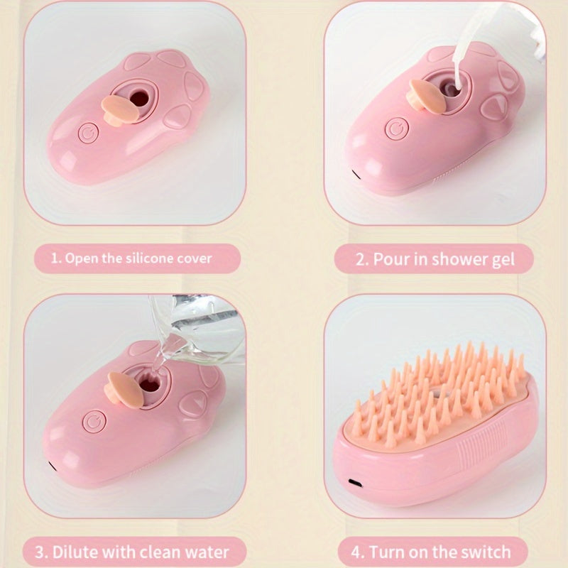 3 In 1 Self-cleaning Massage Combs, Pet Grooming Brush For Cats, Pet Steam Brush USB Charging Cat Comb, Undercoat Hair Removal Comb, Pet Care Electric Spray Massage Cat And Dog Remove Tangled And Loose Hair