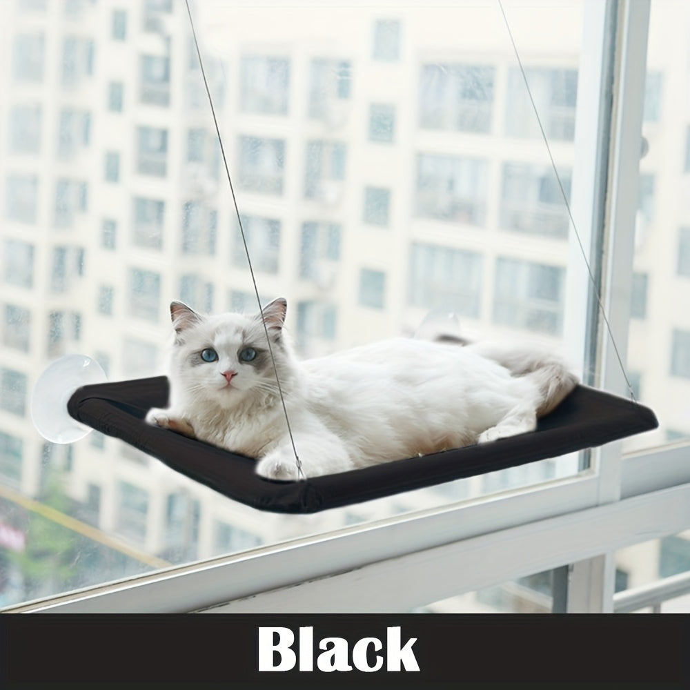 Window Mounted Cat Hammock Bed - Durable Polyester Removable Cover, Space-Saving Design for Large Cats, Easy Assembly Indoor Perch with Soft Padding, Cat Window Hammock, Cushioned Comfort, Secure Attachment Straps, Pet Furnit