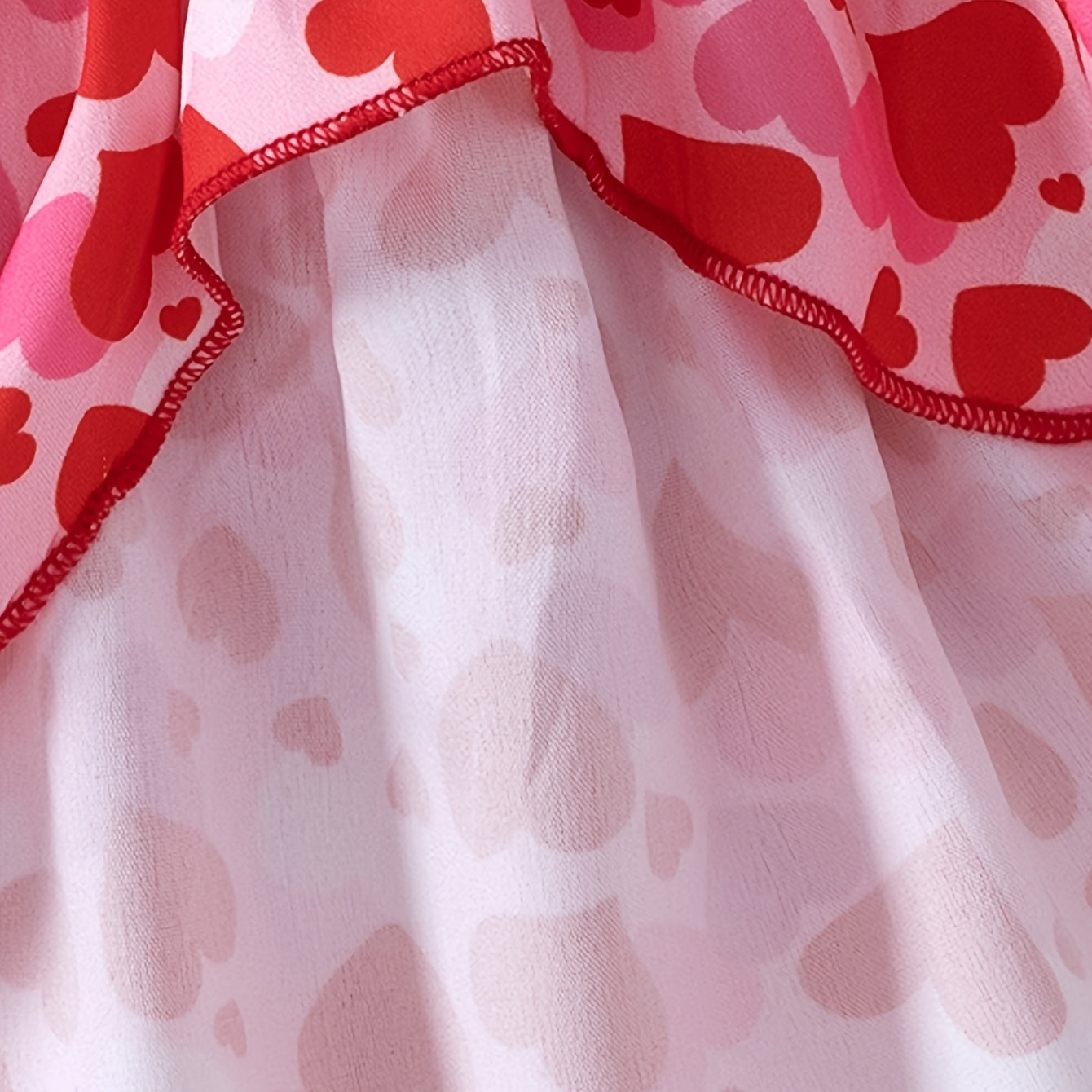 Valentine's Day Pink Heart Pattern Dog Dress with Bow, Cute Pullover Pet Apparel for Small & Mini Breeds, Woven Polyester 95% Spandex 5%, Suitable for Spring, Summer, Fall, Series, Skirt