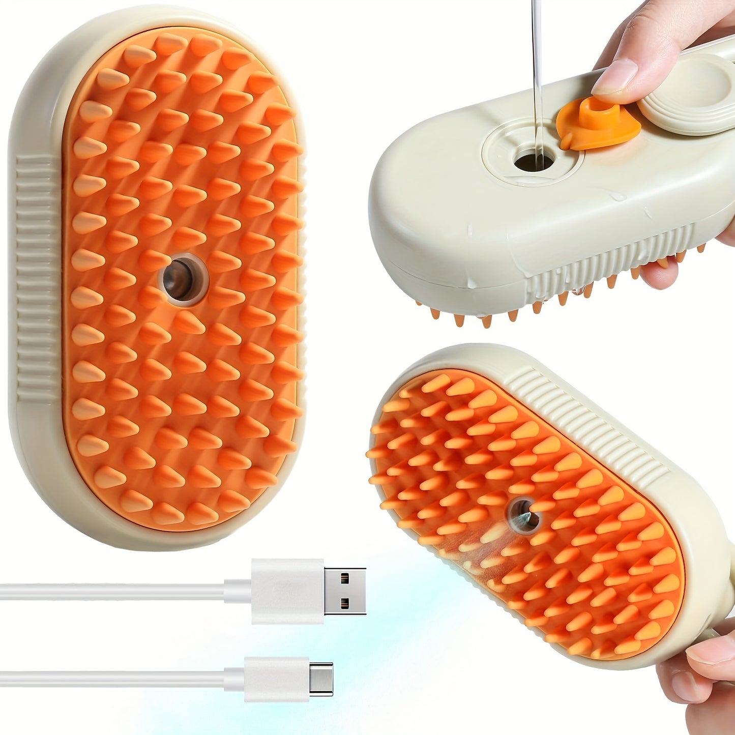 Cat/Dog Steam Brush - Spray Design, 3in 1 Cat Steamy Brush with Steamer, Pet Spray Hair Comb, Steam Brush for Dogs - Suitable for All Pets -Pet Spray Hair Comb (coffee)