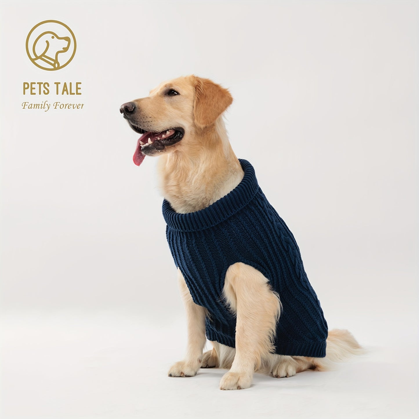 PETS TALE Dog Sweater Cable-Knit Pullover with Chain Detailing & Tag - Machine Washable Cozy Winter Sweater for Small, Medium & Large Breeds, Navy Blue, Dog Sweater for Small Dogs, Durable Petwear