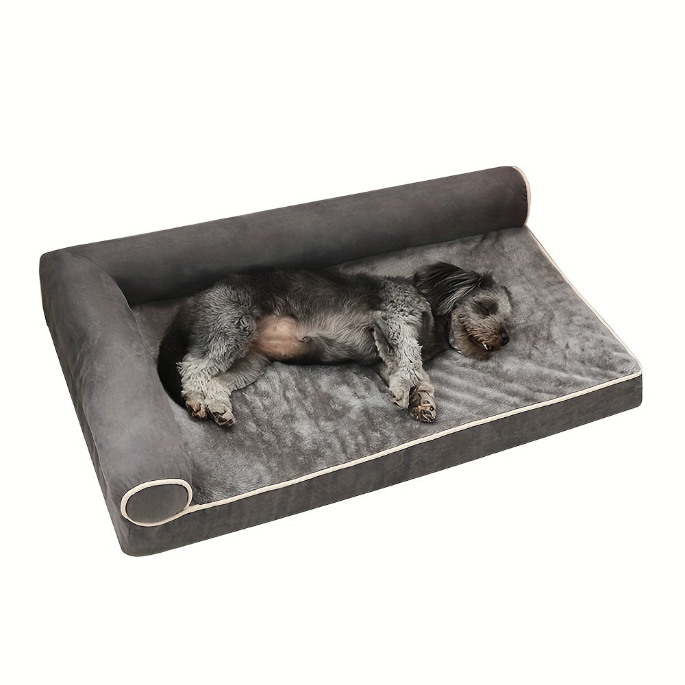 Memory Foam Orthopedic Dog Bed For Medium Dogs, Waterproof Medium Dog Beds With Washable Removable Cover, Dog Sofa Bed, L Shaped Pet Bed With Waterproof Lining And Nonskid Bottom