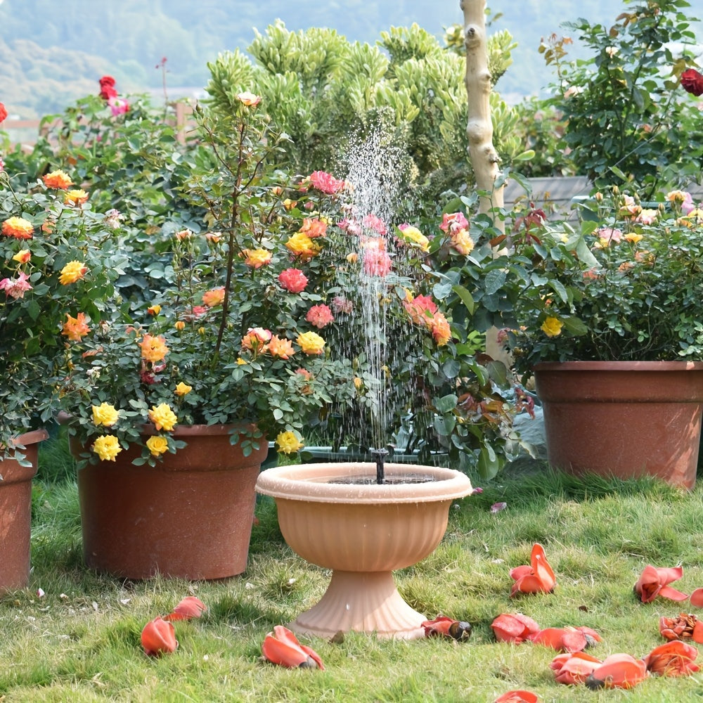 1pc Solar Powered Solar Fountain Water Pump With 6 Nozzles For Bird Bath, Pond, Garden, Backyard Decoration, Outdoor Aquarium