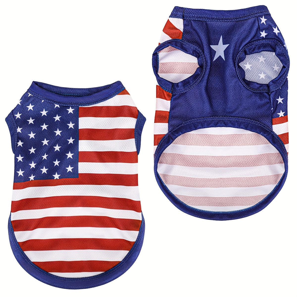Patriotic American Flag Dog Vest - Comfortable & Stylish Pet Apparel for Independence Day & Outdoor Activities, Hand Wash Only, Adjustable Fit for All Breeds, 100% Polyester, Red, White & Blue Design