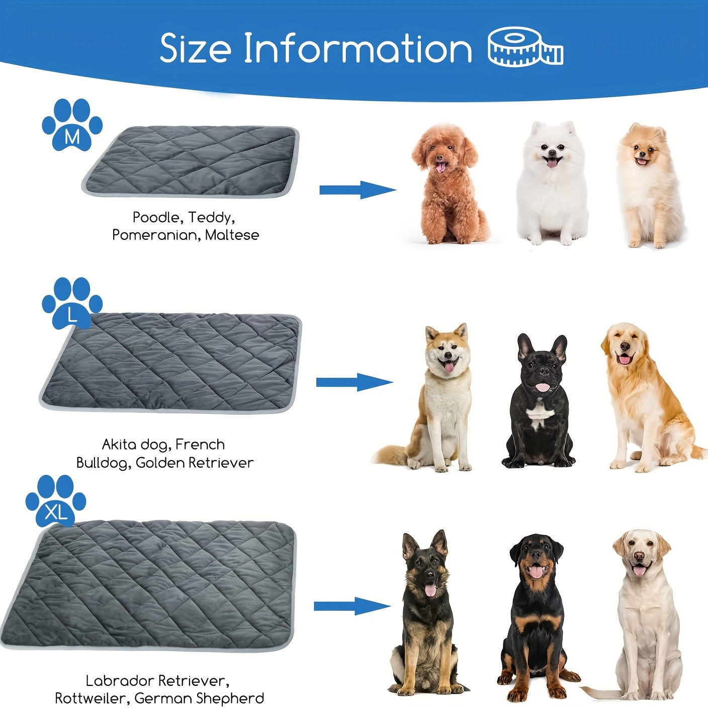 Self-Warming Pet Mat for Dogs & Cats - Diamond Pattern, Non-Slip Bottom, Washable - Ideal for Small to Medium Pets, Indoor/Outdoor Use, Autumn & Winter, Super Warm