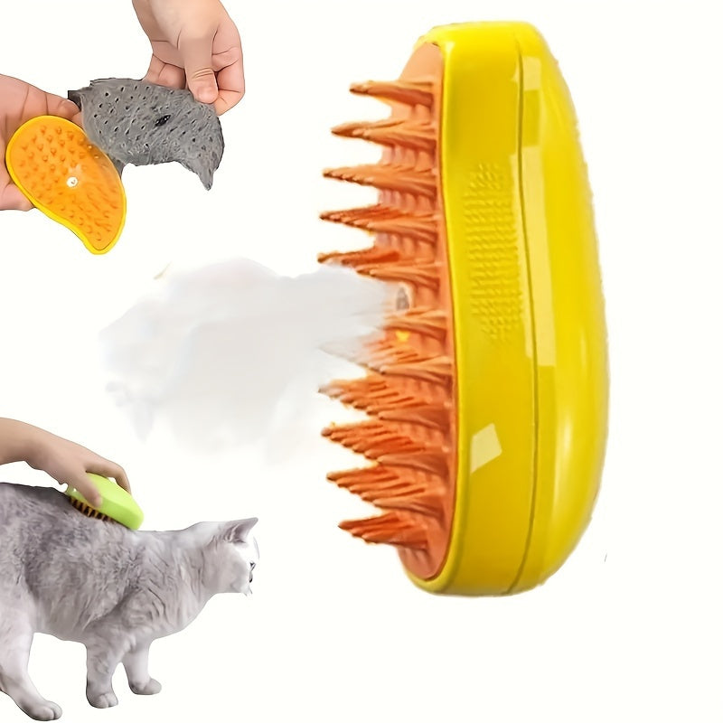 3-in-1 Steam Pet Grooming Brush for Cats & Dogs - USB Rechargeable, Water Spray Comb for Easy Hair Removal and Bathing