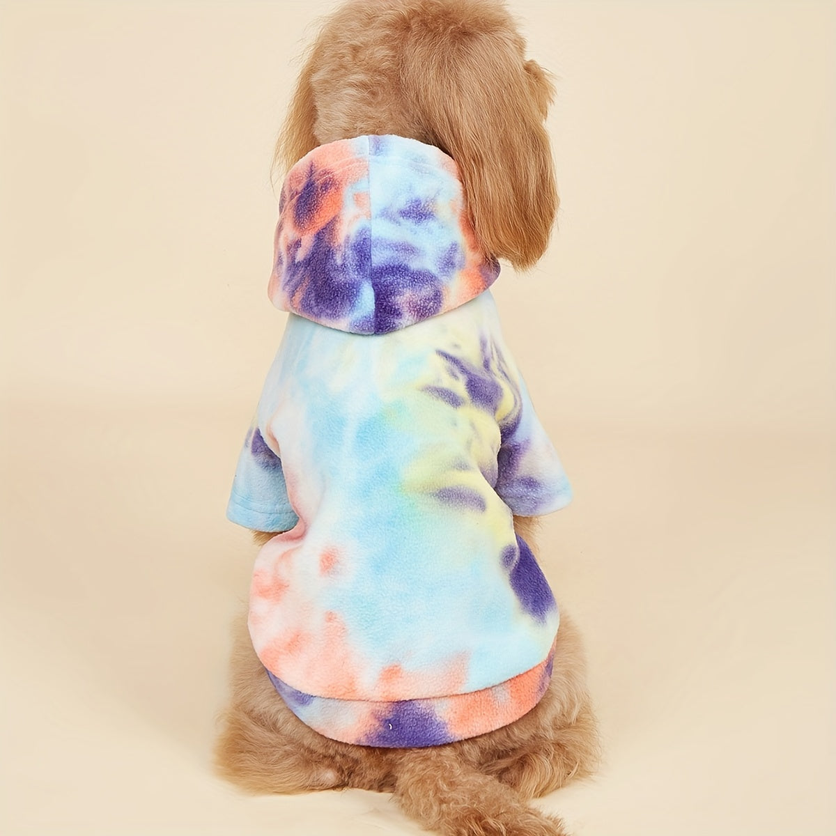1pc Tie-Dye Hooded Dog Sweatshirt - Cozy & Windproof Pet Apparel for All Seasons, Machine Washable, Fits Small to Extra Large Breeds - Thick Knit Pullover with Snap Buttons, Dog Sweater