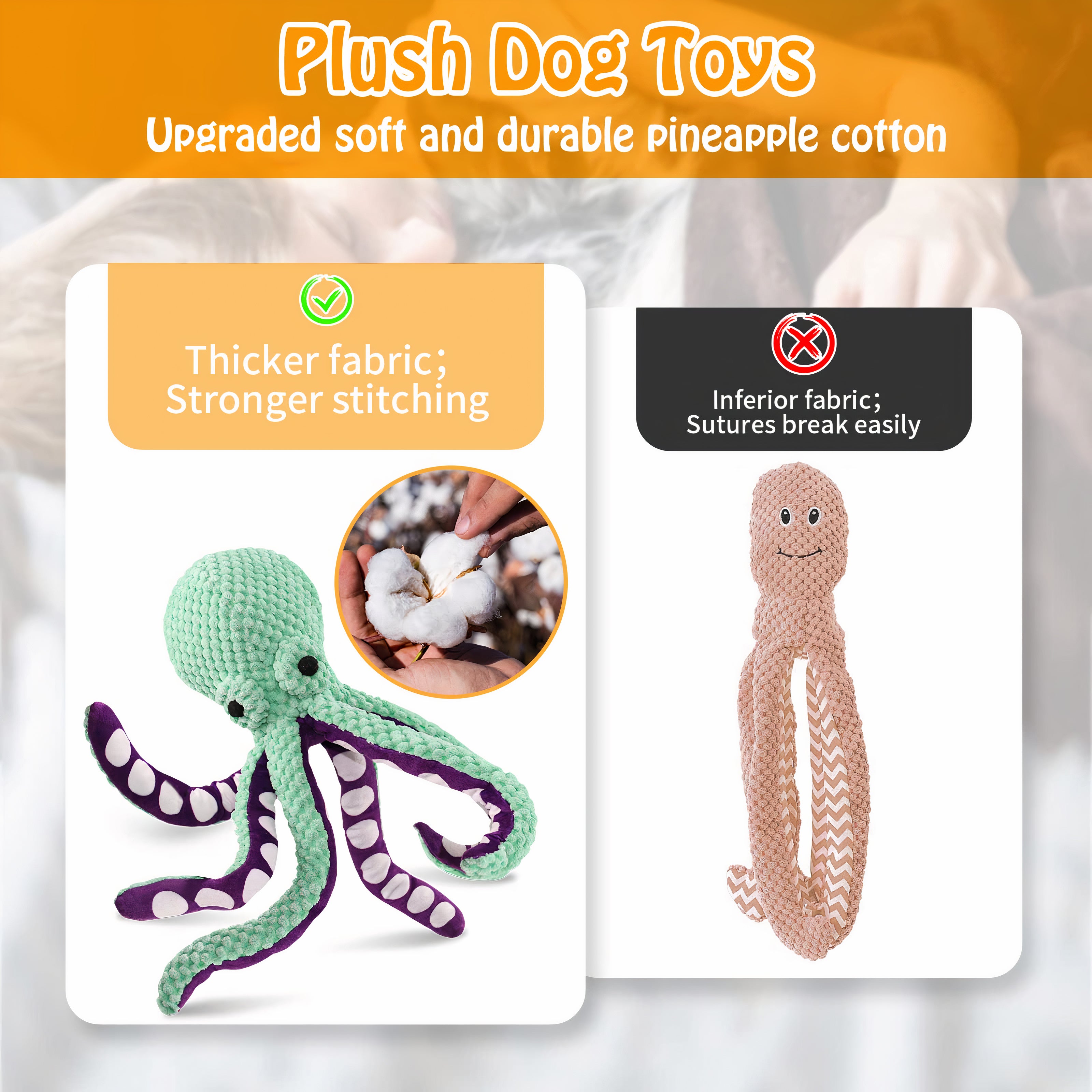 Dog Toy Plush Octopus Pet Toy Puppy Toy Interactive Dog Play
