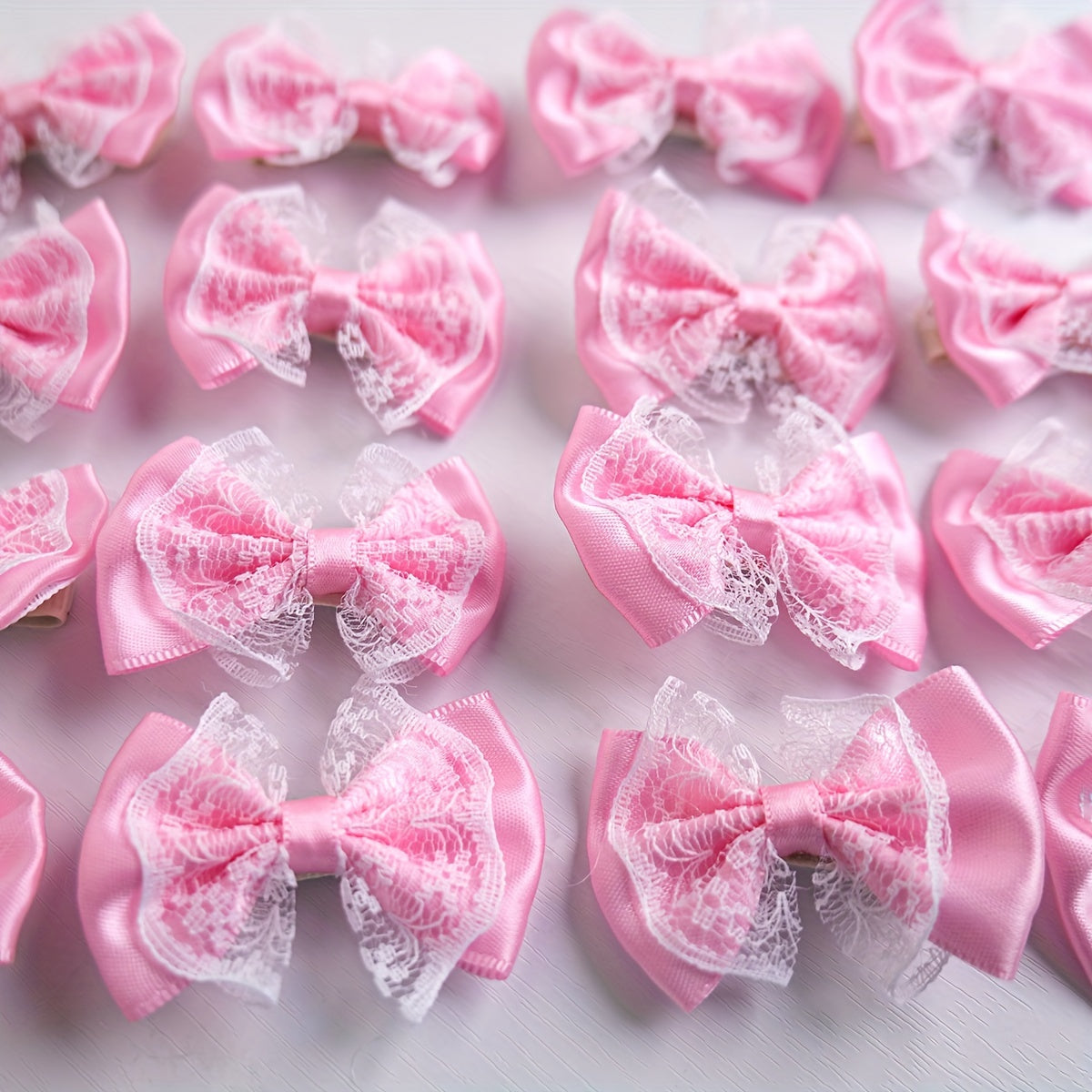 3 Pcs Cute Pink Lace Dog Hair Bows with Clips, Pet Grooming Accessories for Bichon, Teddy, Yorkshire, Maltese - Princess Style Puppy Hair Clips