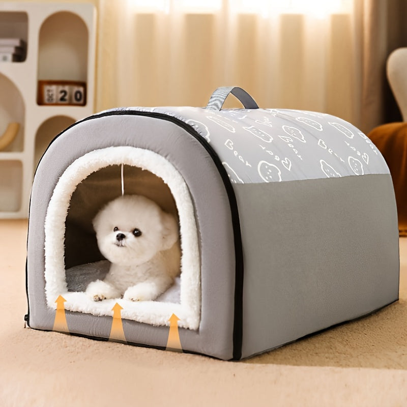 Cozy All-Season Dog House - Washable, Warm Pet Bed for Small to Large Breeds - Cartoon Design