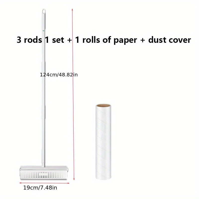 Long Bar Handle Sticky Hair Maker - 9.45inch/7.48inch Diagonal Tear Design Pet Hair Removal Roller for Sofa Carpet Dust Cleaning with Sticky Tearable Paper Brush