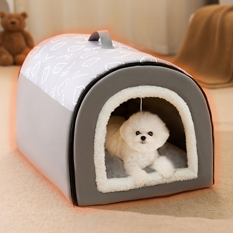 Cozy All-Season Dog House - Washable, Warm Pet Bed for Small to Large Breeds - Cartoon Design