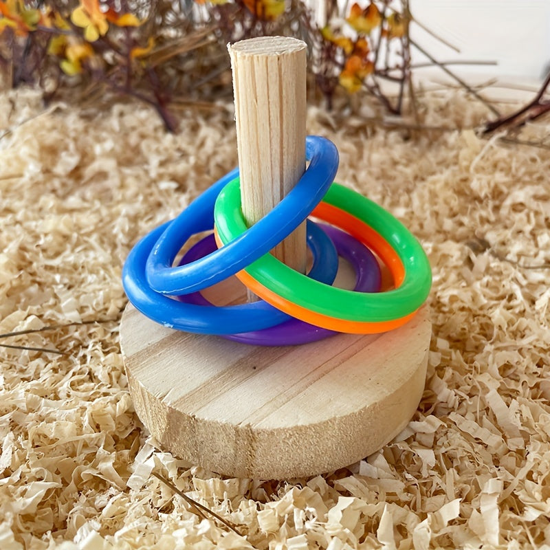1pc Bird Toys, Wooden Parrot Ring Toy, Interactive Playing Educational Toy For Parrot Parakeet Cockatiel
