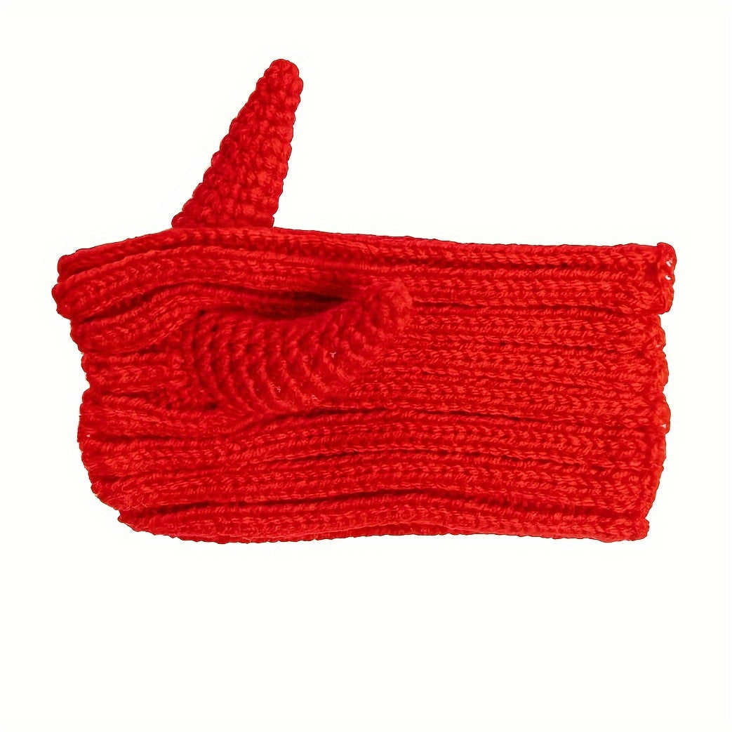 Dog & Cat Devil Horns Beanie - Cozy Knit Pet Earmuffs Ear Warmer Headband, All-Season Polyester Hat for Pets, Ideal for Winter, Halloween, Christmas Pet Accessories, Suitable for Small, Medium, Large Breeds