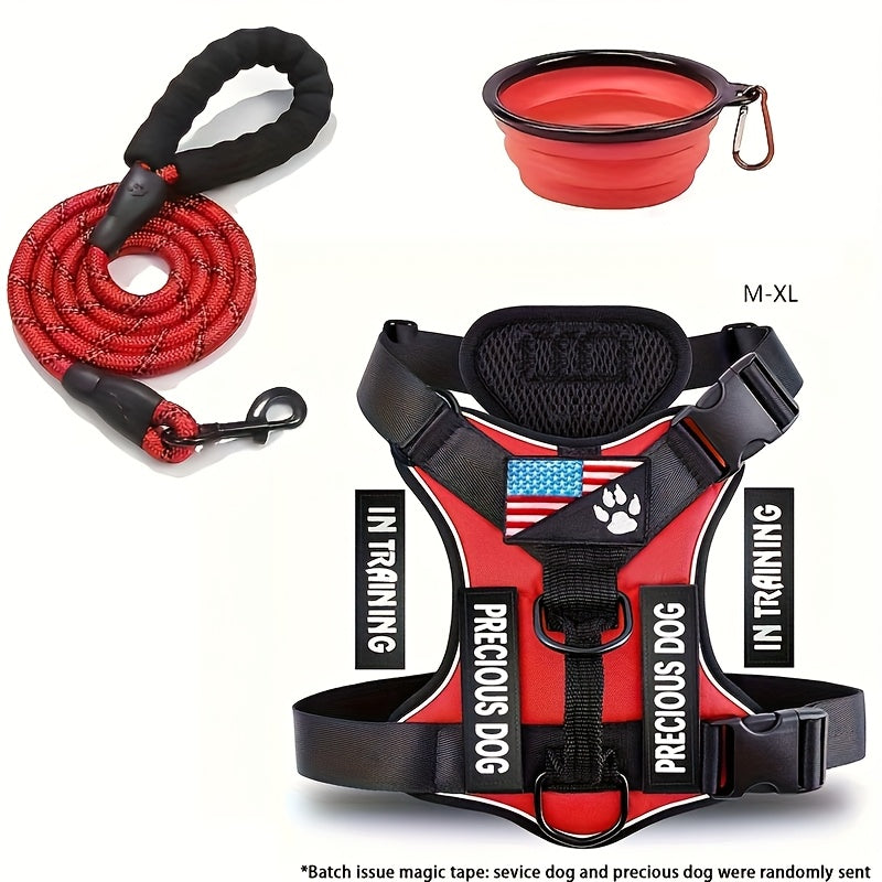 Service Dog Harness And Leash Set with 1pc Folding Bowl