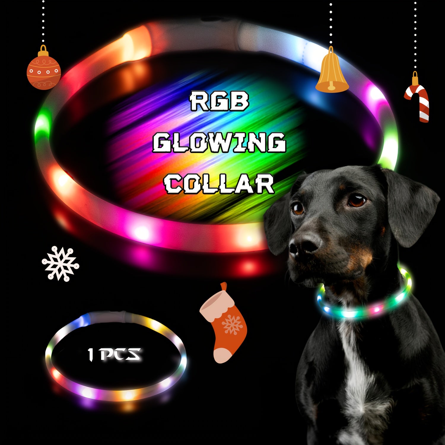 Adjustable RGB LED Glowing Pet Collar - USB Rechargeable, Multi-Mode Light-Up Necklace for Dogs & Cats, Ideal for Night Walking, Music Festivals & Concerts, Event Pet Collar|Vibrant LED Collar|USB Rechargeable Collar