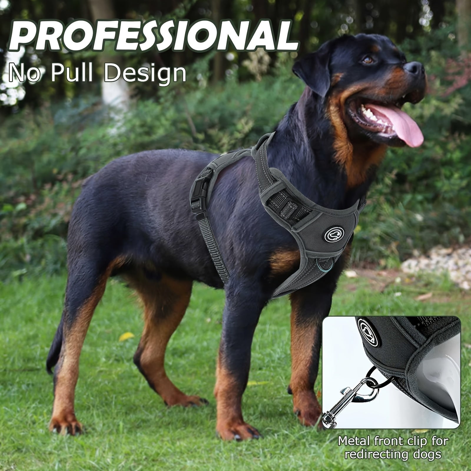 Dog Harness Medium Sized, No Pull Dog Harness For Medium Large Dogs, Adjustable Soft Padded Dog Vest Harness With Reflective Strips Pet Harness For Medium Large Dogs