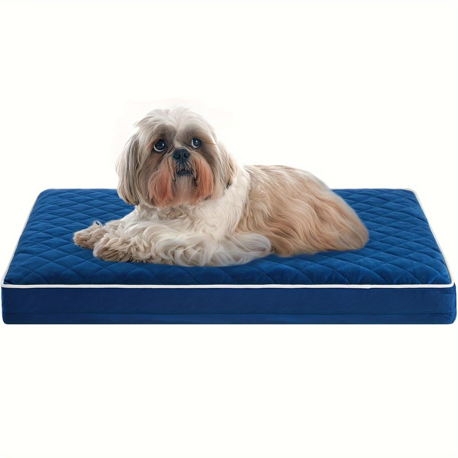 Orthopedic Memory Foam Dog Bed With Removable Washable Cover, Non-Slip Bottom - Rectangular Quilted Pet Bed For Dogs