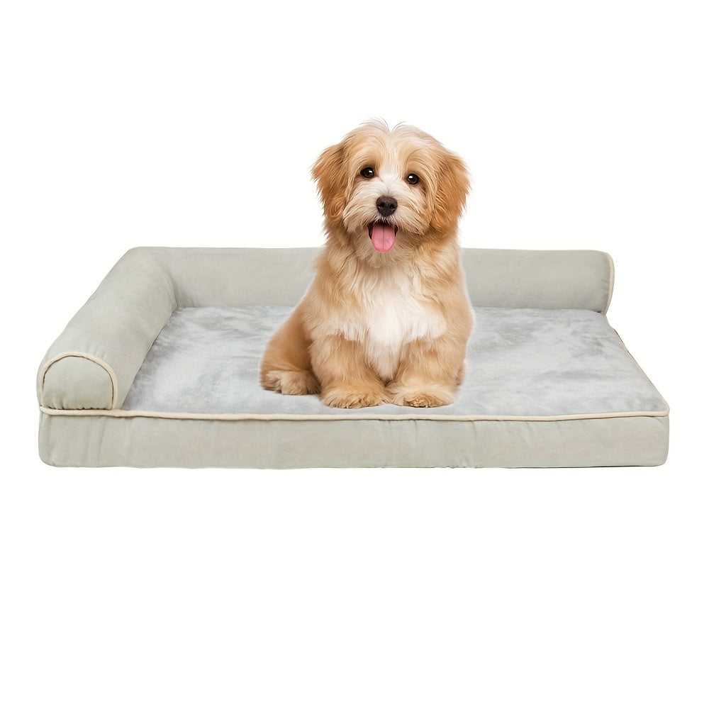 Memory Foam Orthopedic Dog Bed For Medium Dogs, Waterproof Medium Dog Beds With Washable Removable Cover, Dog Sofa Bed, L Shaped Pet Bed With Waterproof Lining And Nonskid Bottom